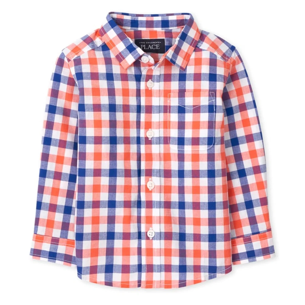 The children’s Place Red and Blue Plaid Button Down Shirt new